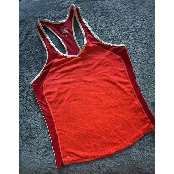 NIKE DRI-FIT WOMEN'S TRAINING MESH DOT RACERBACK‎ TANK TOP Size M / Red - Picture 1 of 7